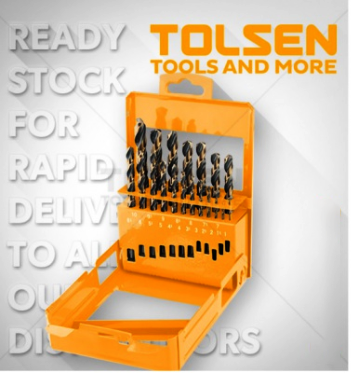 Bộ 19 mũi khoan sắt v&agrave;ng - đen hss - 75086