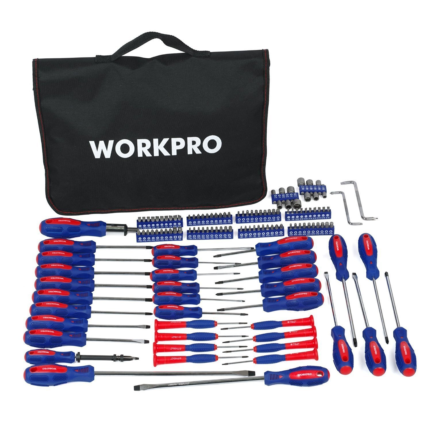 Bộ tua v&iacute;t 130 chi tiết kèm t&uacute;i đựng Workpro W000808