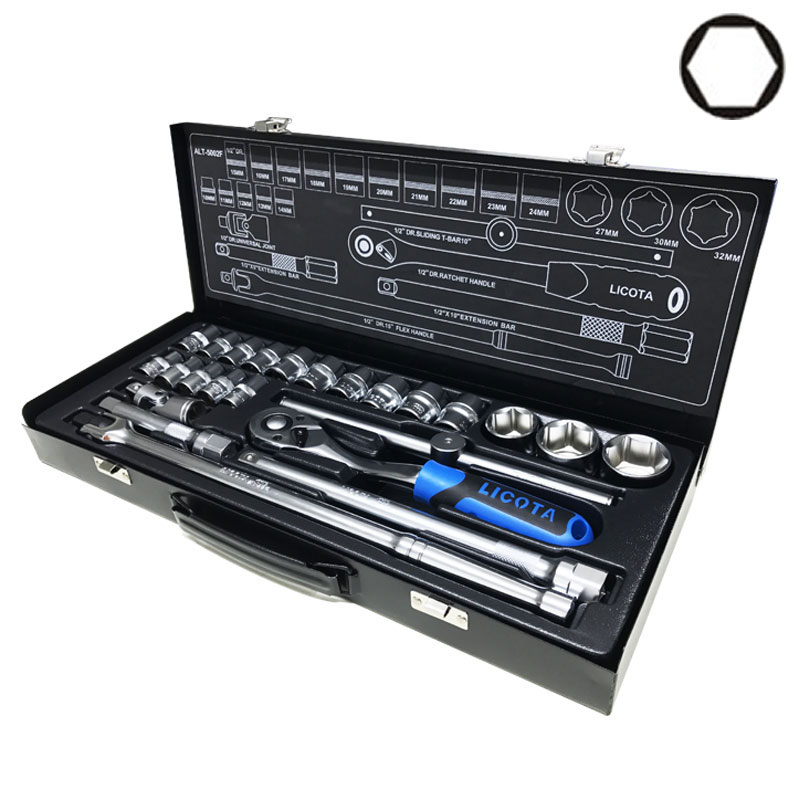 Bộ tu&yacute;p 24 chi tiết 1/2&rdquo; hệ M&eacute;t (10&ndash;32mm), đầu tu&yacute;p lục Licota - ALT-5002F